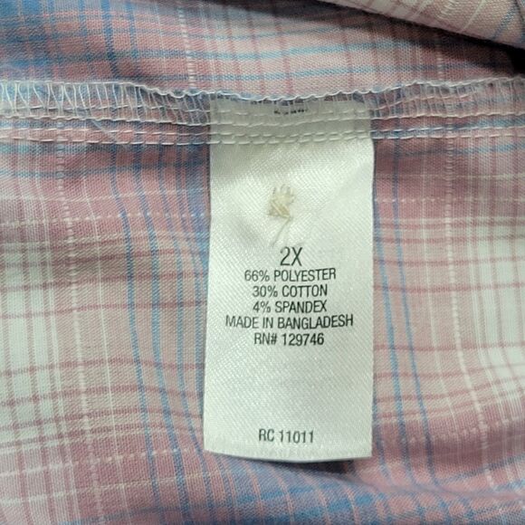 Ridgecut Shirt Womens 2XL Pink Blue Plaid Short Sleeve Button Up Workwear Top - Picture 7 of 8